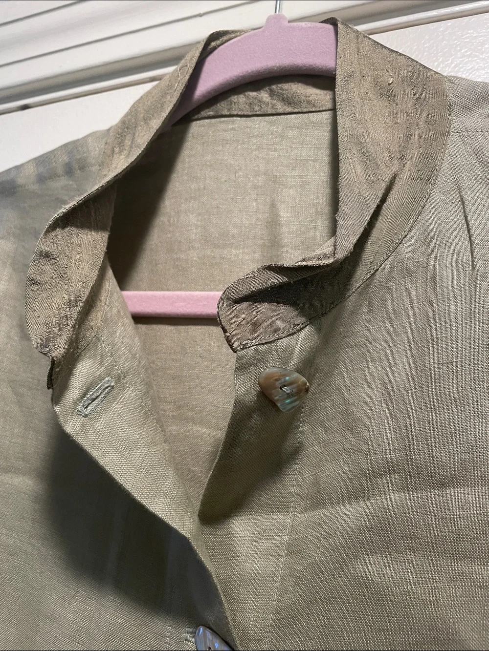 Designer Like High Quality Light Olive Green Shell Button-Front Tunic Top - Picture 2 of 14
